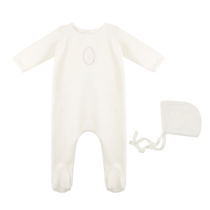 Tricot Bebe Lace Applique Footie Set