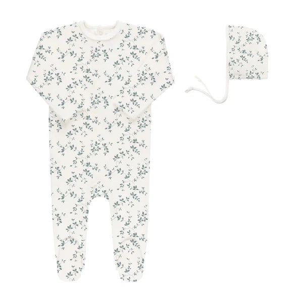 Ely's & Co. Velour Vine Pattern Footie Set