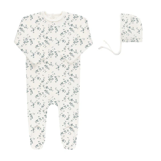 Ely's & Co. Velour Vine Pattern Footie Set