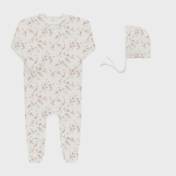 Ely's & Co. Velour Vine Pattern Footie Set