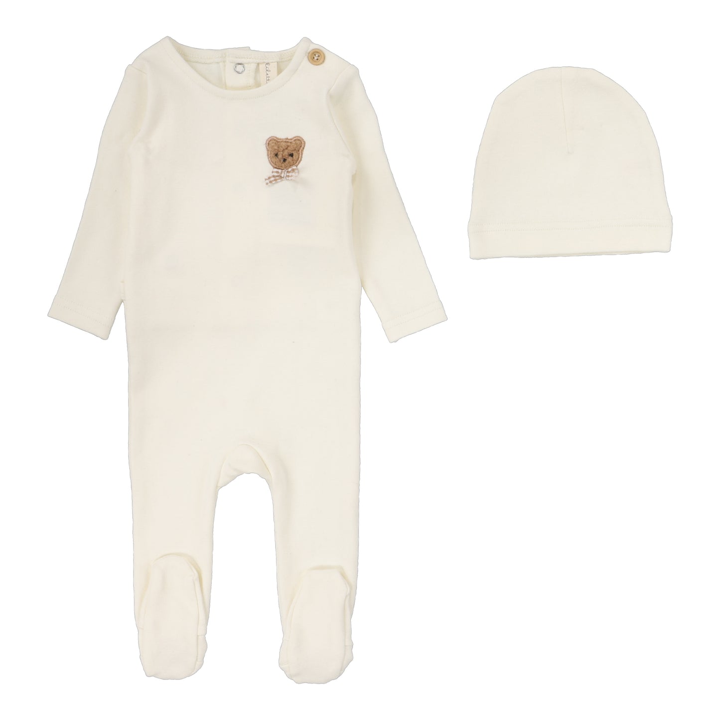 Lilette Bear Applique Footie Set