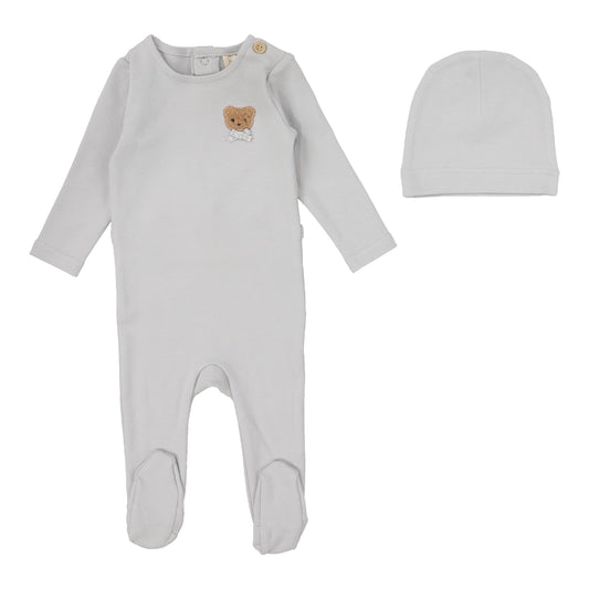 Lilette Bear Applique Footie Set