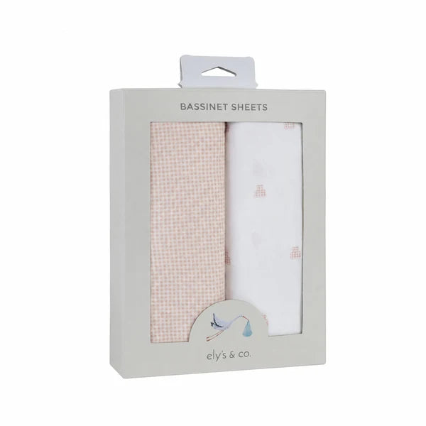 Ely's & Co.  2 Pack  Bassinet Jersey Sheets - Gingham Bear Collection