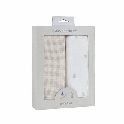 Ely's & Co.  2 Pack  Bassinet Jersey Sheets - Gingham Bear Collection