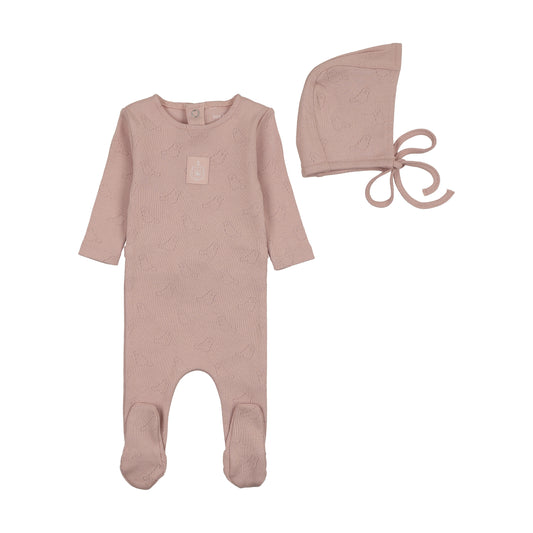 Bee and Dee Bird Pointelle Footie Set