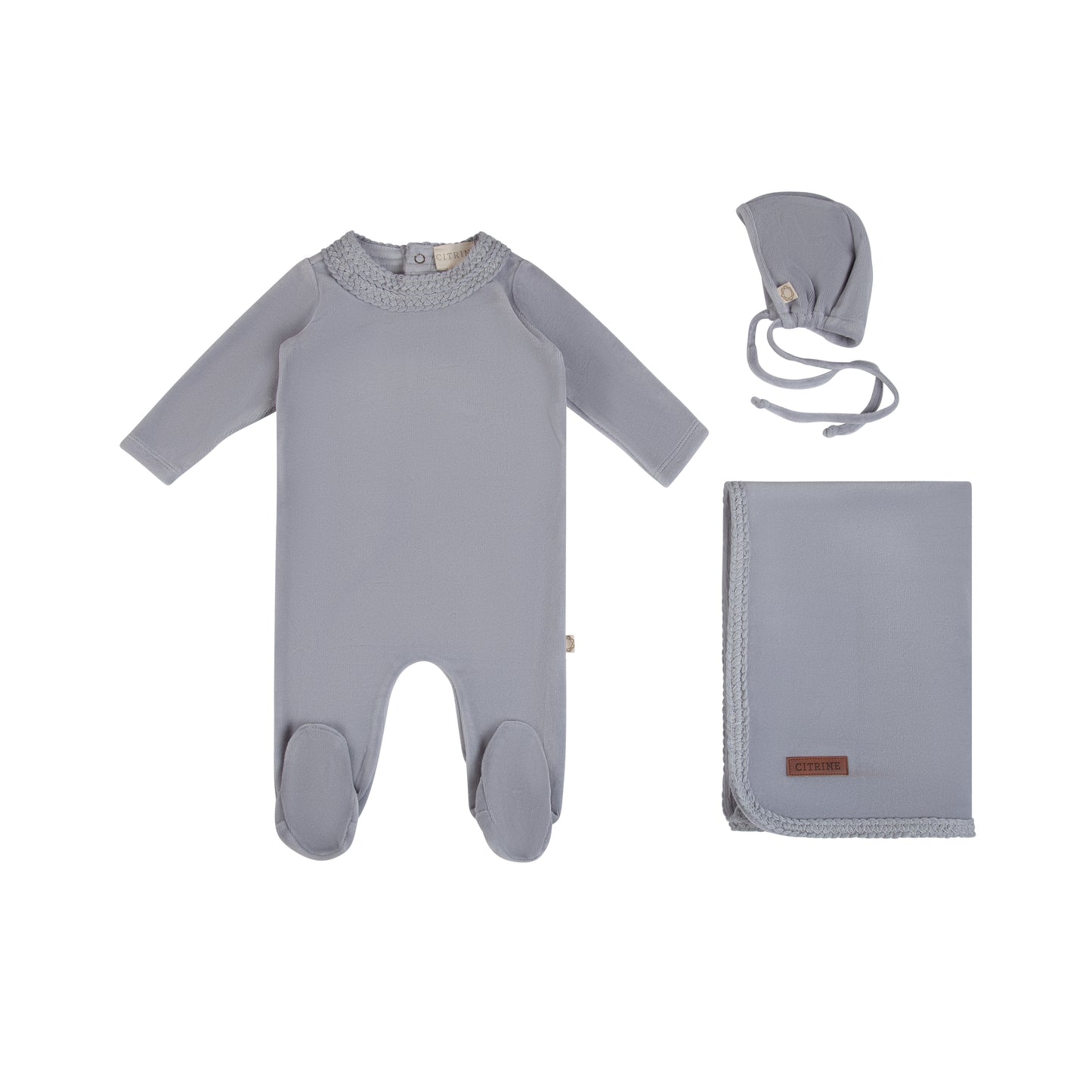 Citrine Crochet Neck Layette Set