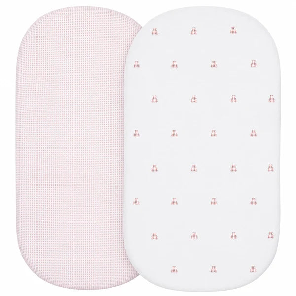 Ely's & Co.  2 Pack  Bassinet Jersey Sheets - Gingham Bear Collection