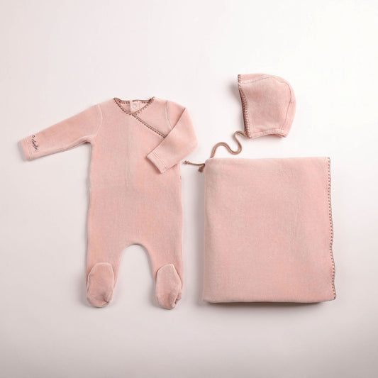 Bee and Dee Classic Stitch Velour Layette Set