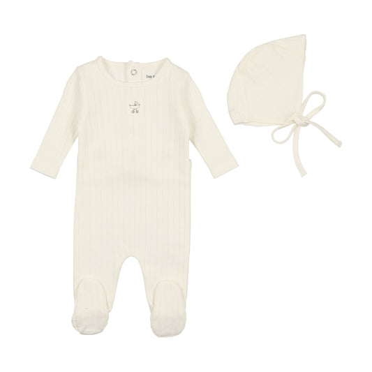 Bee and Dee Classic Pointelle Footie and Bonnet