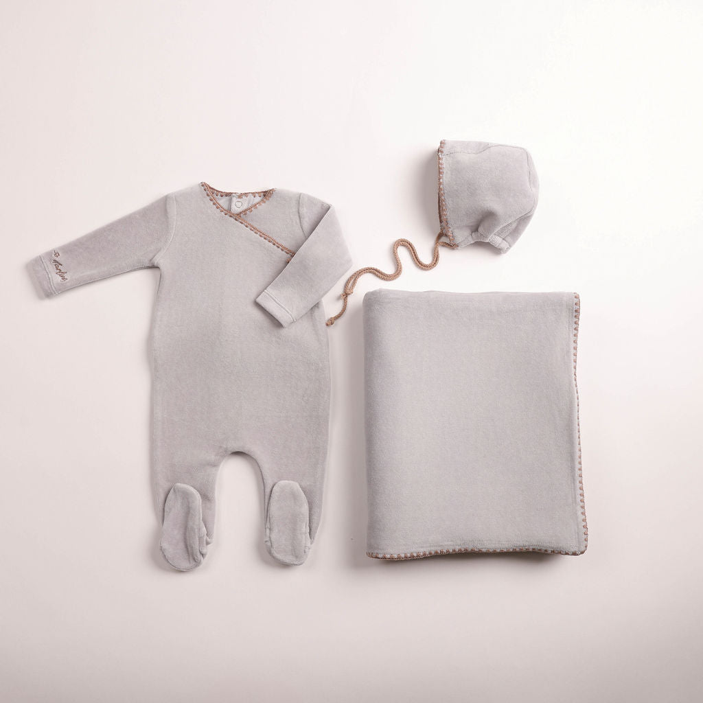 Bee and Dee Classic Stitch Velour Layette Set