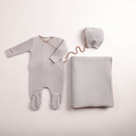 Bee and Dee Classic Stitch Velour Layette Set