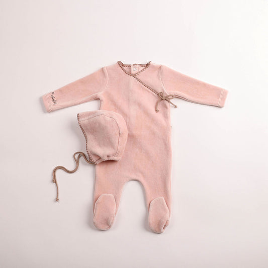 Bee and Dee Classic Stitch Velour Footie Set