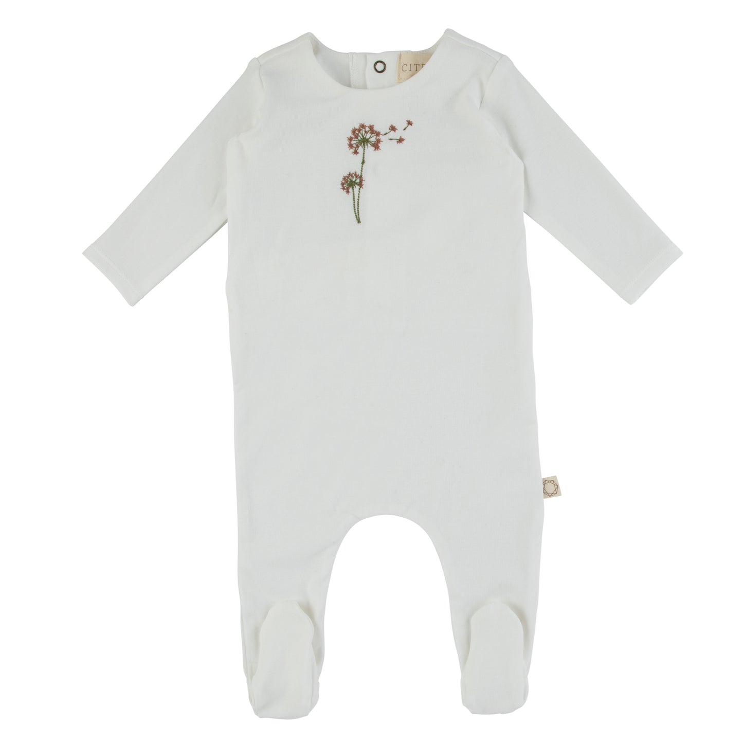 Citrine Dandelion Embroidery Footie