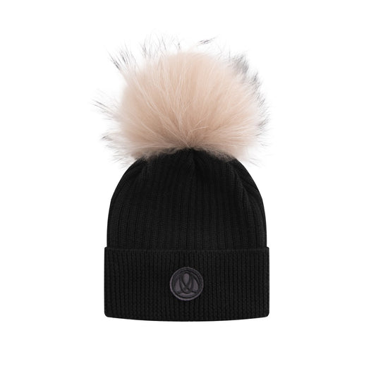 Ellabee Ribbed Fox Pom Pom Hat