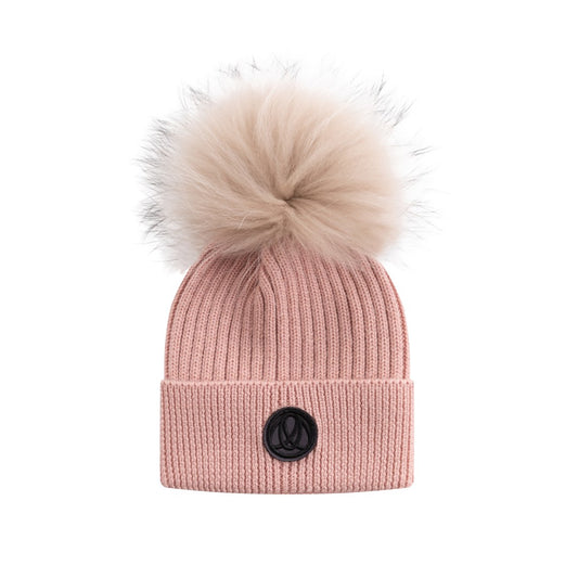 Ellabee Ribbed Fox Pom Pom Hat