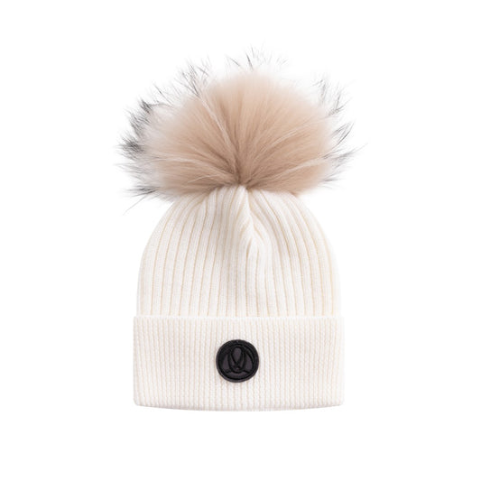 Ellabee Ribbed Fox Pom Pom Hat