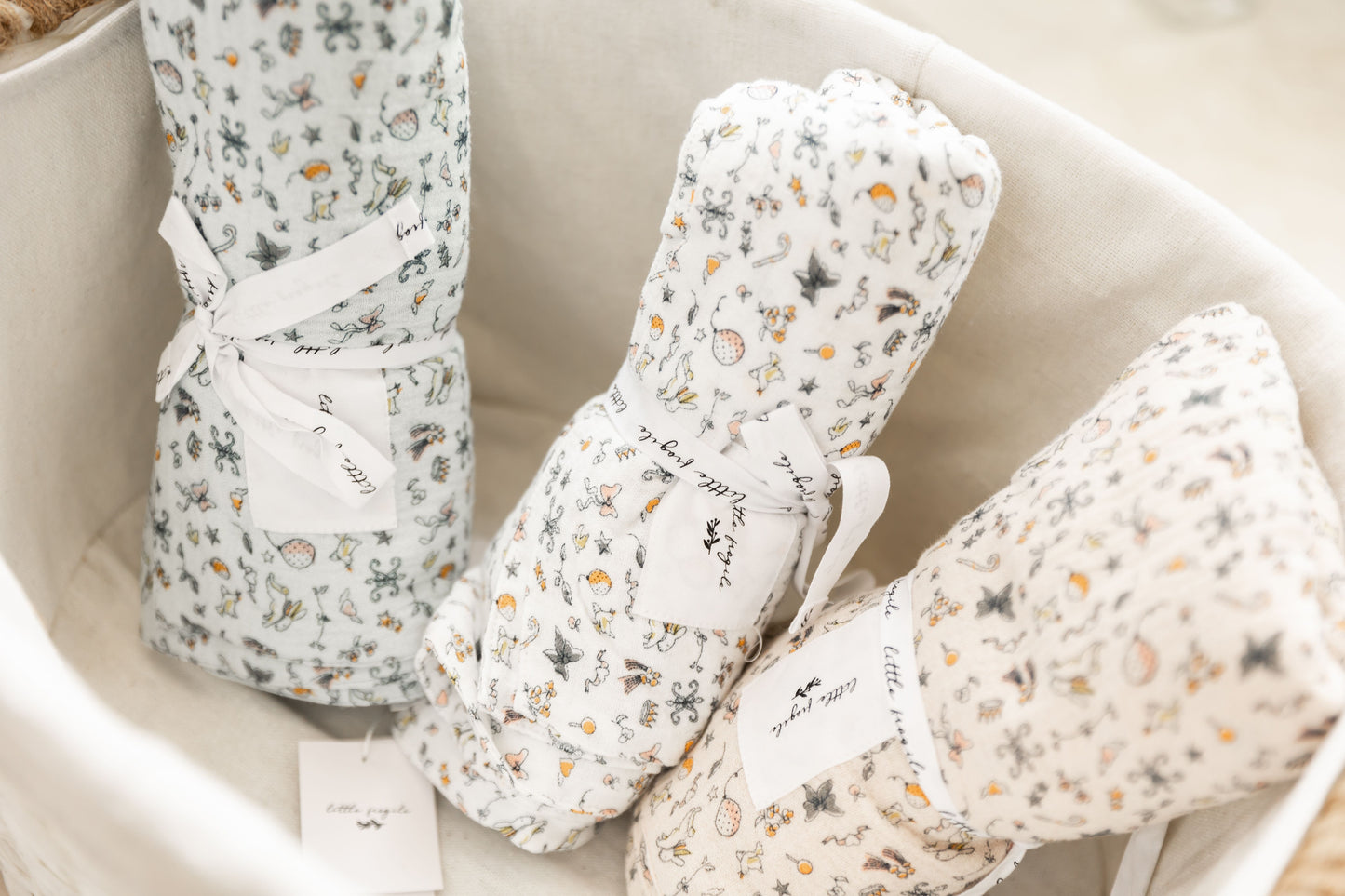 Little Fragile Print Trim Footie Layette Set