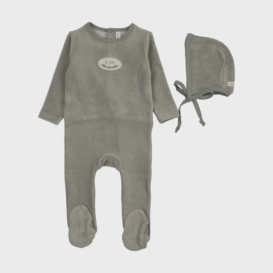 Lilette Velour Patch Footie Set
