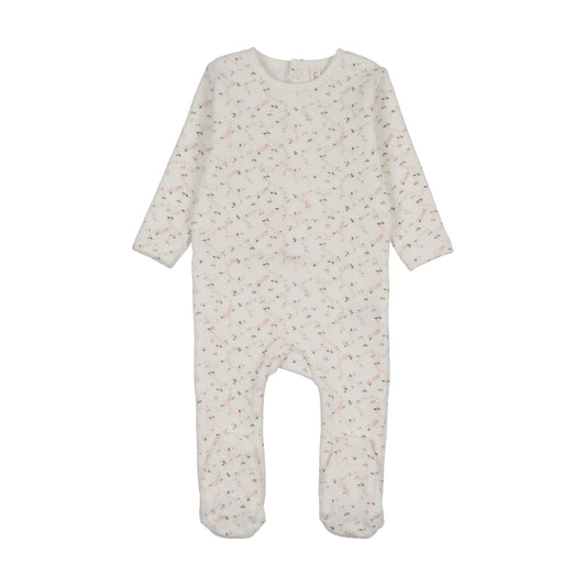 Lilette Velour Branch Print Footie
