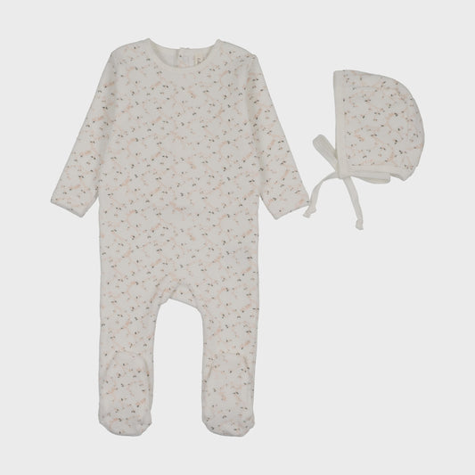 Lilette Velour Branch Print Footie Set