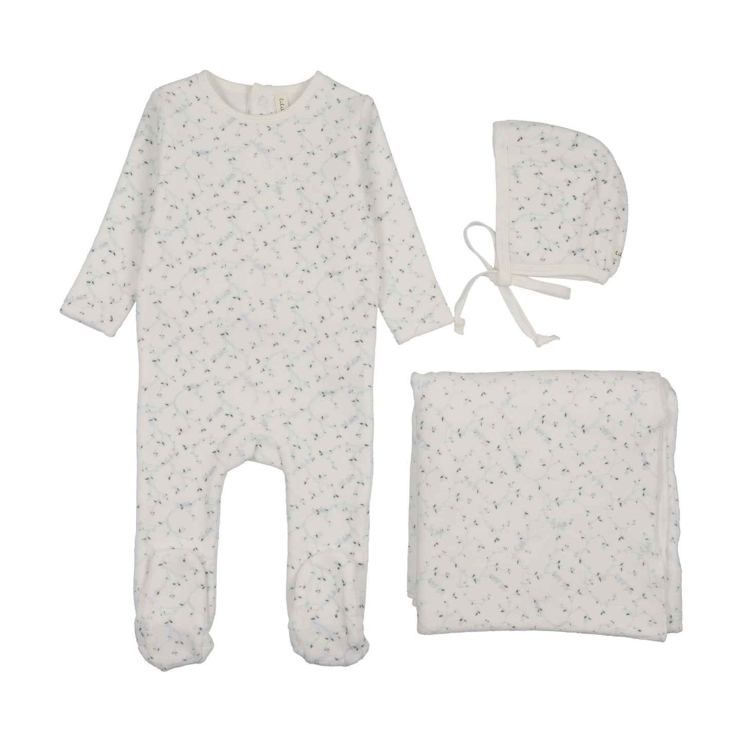 Lilette Velour Branch Print Layette Set