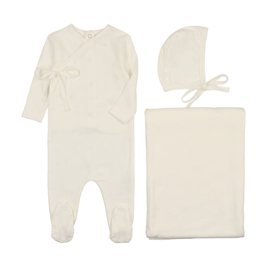 Mema Knits Pointelle Heart Layette Set