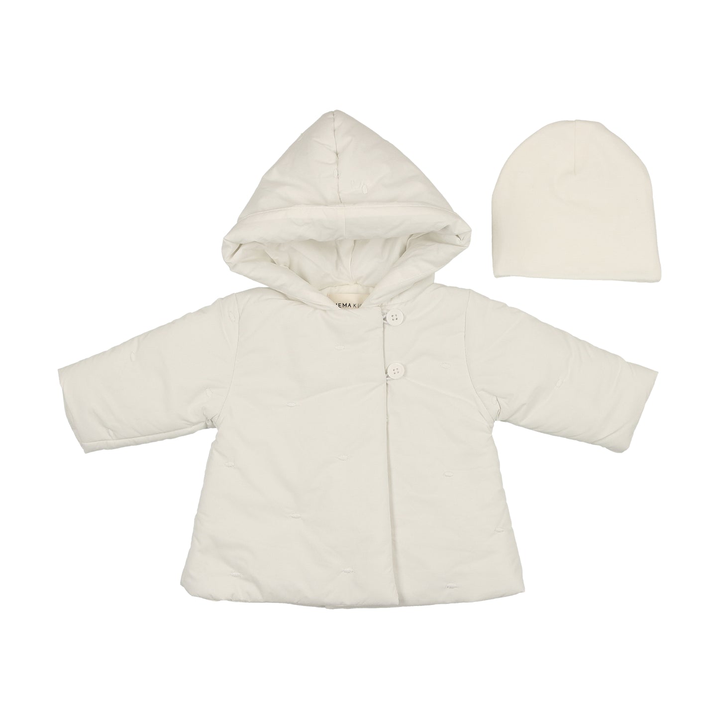 Mema Knits Embroidered Baby Jacket + Beanie