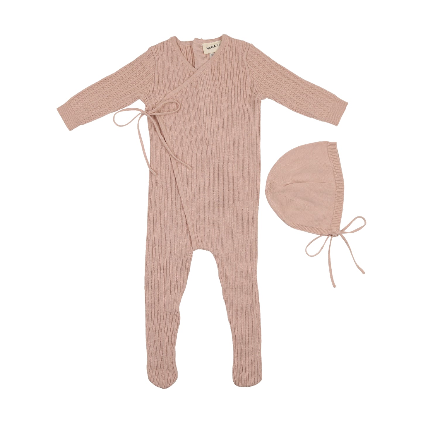 Mema Knits Mock Wrap Footie Set