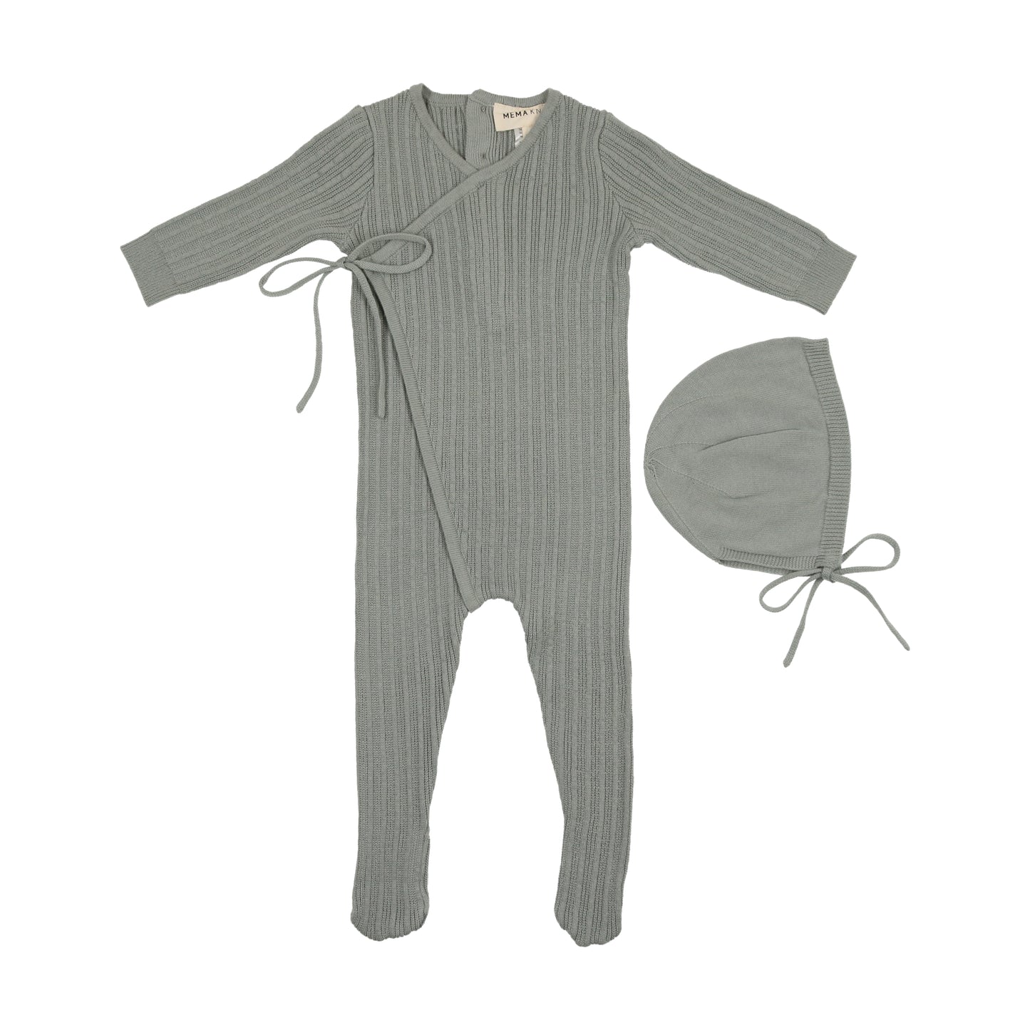 Mema Knits Mock Wrap Footie Set