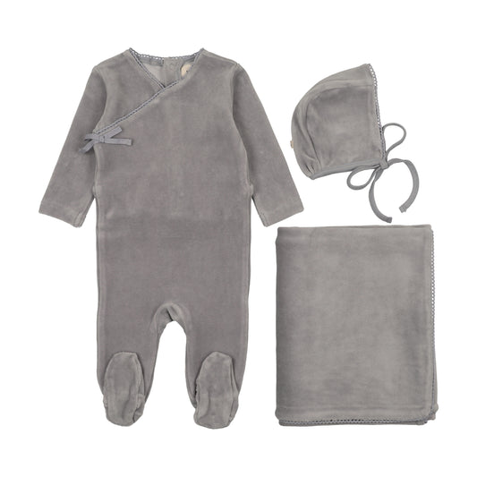 Mema Knits Velour Mock Wrap Layette Set