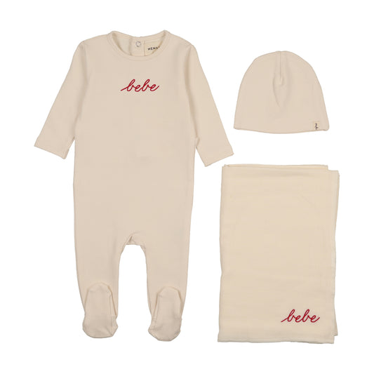 Mema Knits French Terry Embroidered Bebe Layette Set