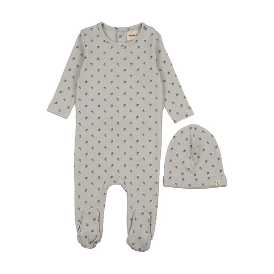 Mema Knits Berry Print Footie Set