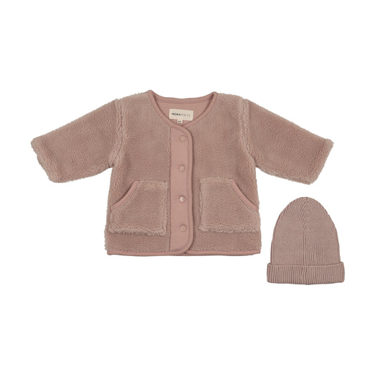Mema Knits Sherpa Jacket +  Beanie