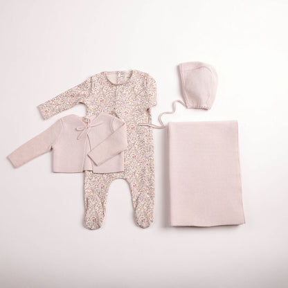 Bee and Dee Petit Fleurs Footie Cardigan Set + Blanket