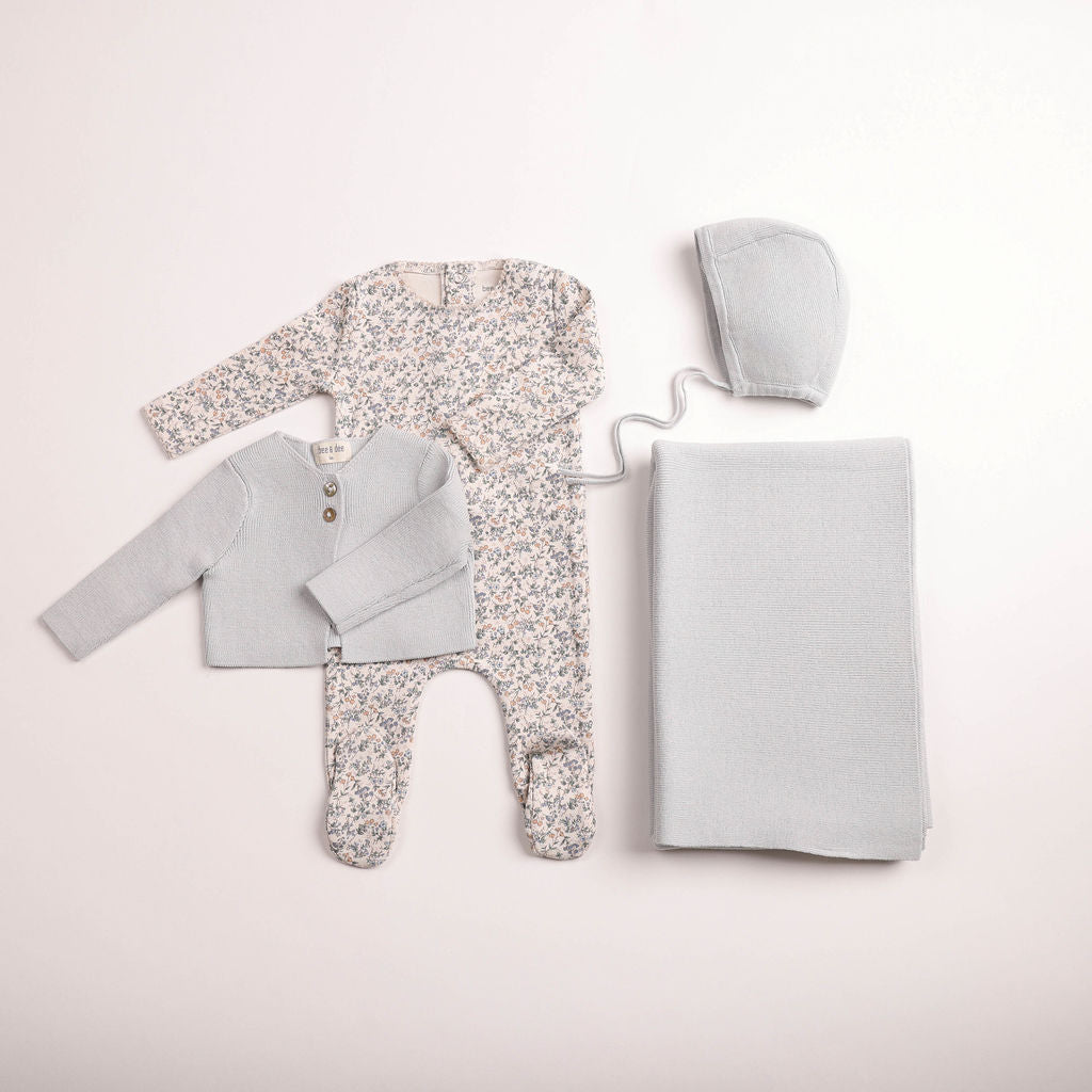 Bee and Dee Petit Fleurs Footie Cardigan Set + Blanket