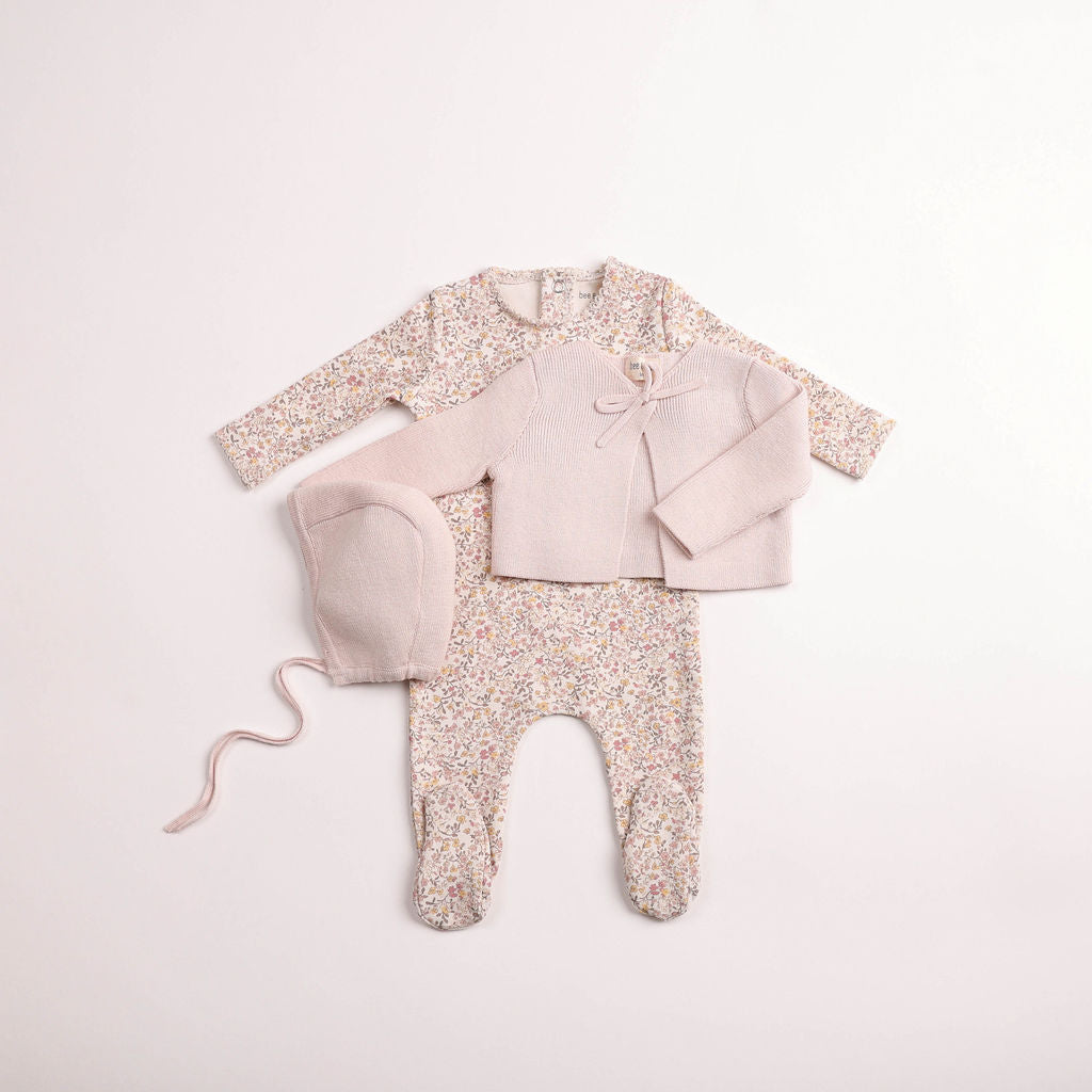 Bee and Dee Petit Fleurs Footie Cardigan Set