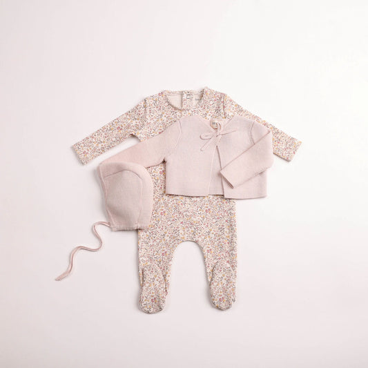 Bee and Dee Petit Fleurs Footie Cardigan Set
