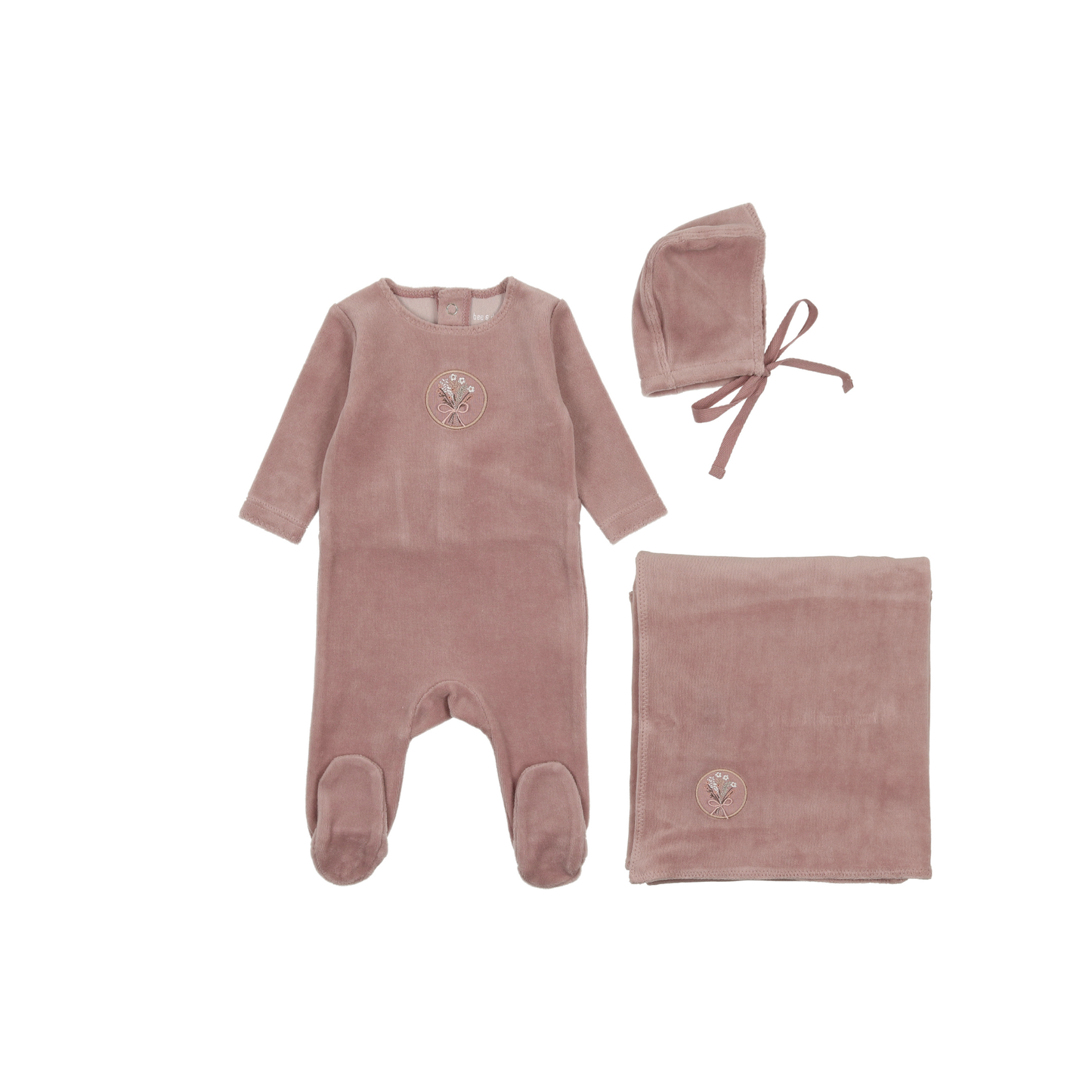 Bee and Dee Embroidered Center  Embossed Layette Set