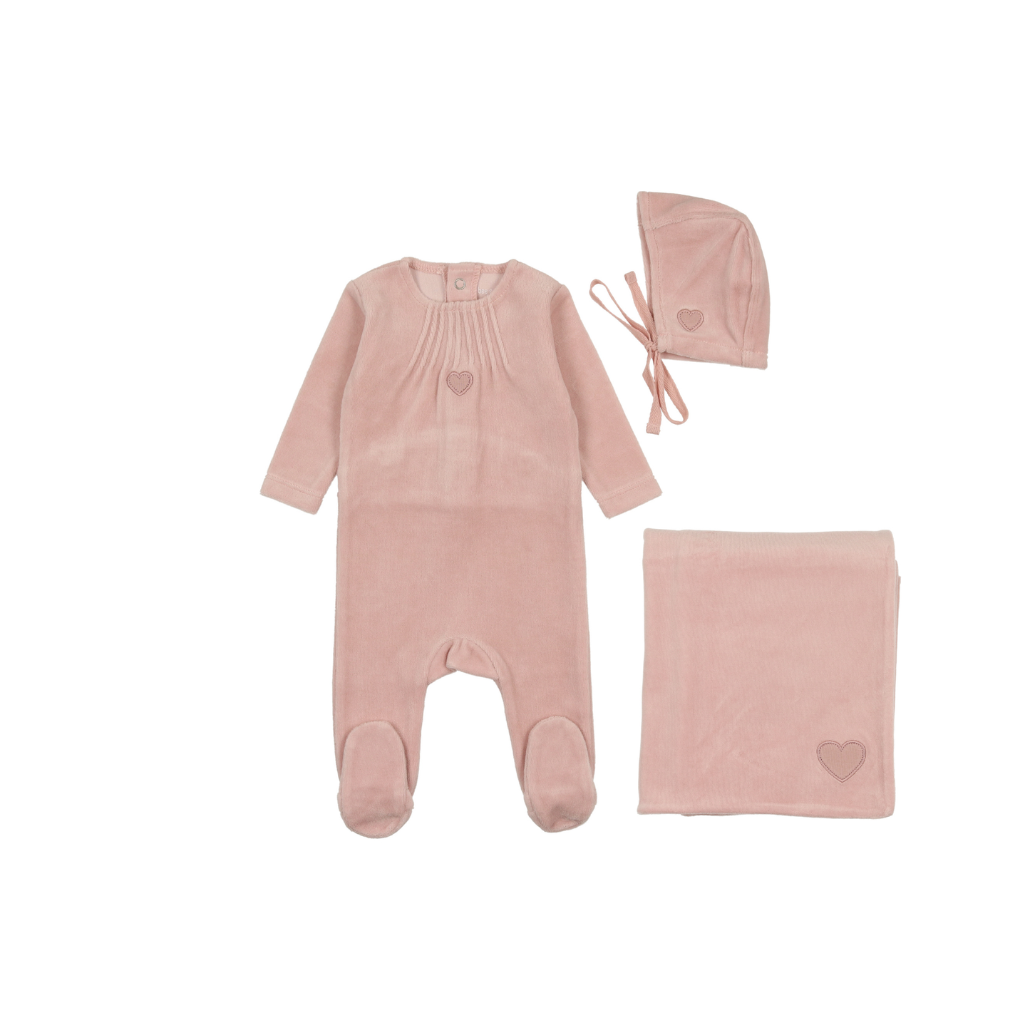 Bee and Dee Velour Pleated Neck Layette Set