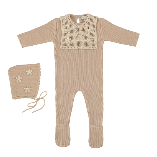 Bebe Organic Lucette Collar Knit Footie Set