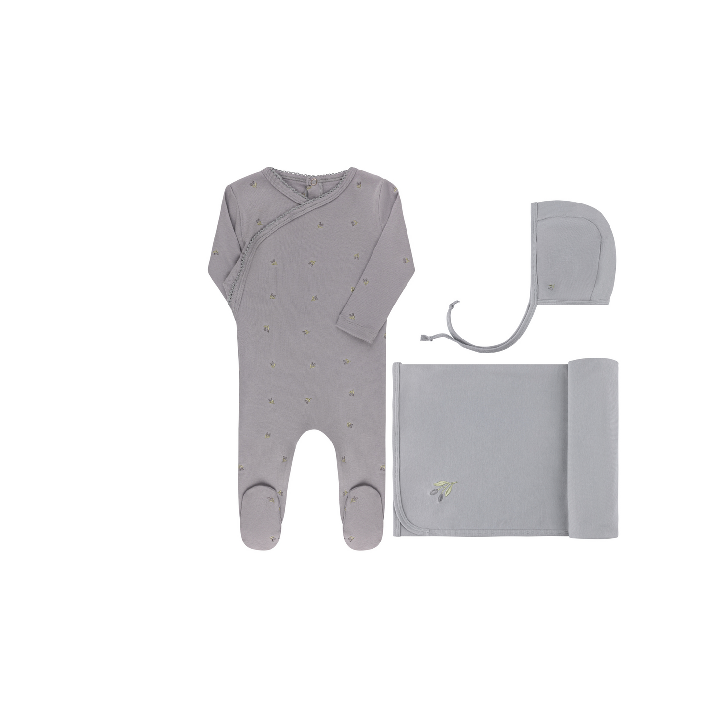 Ely's & Co. Embroidered Tulip/Berry Layette Set