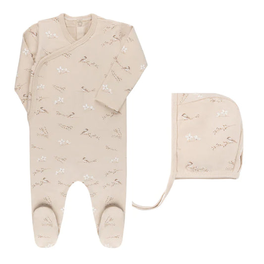 Ely's & Co. Jersey Cotton Vintage Birds Footie Set