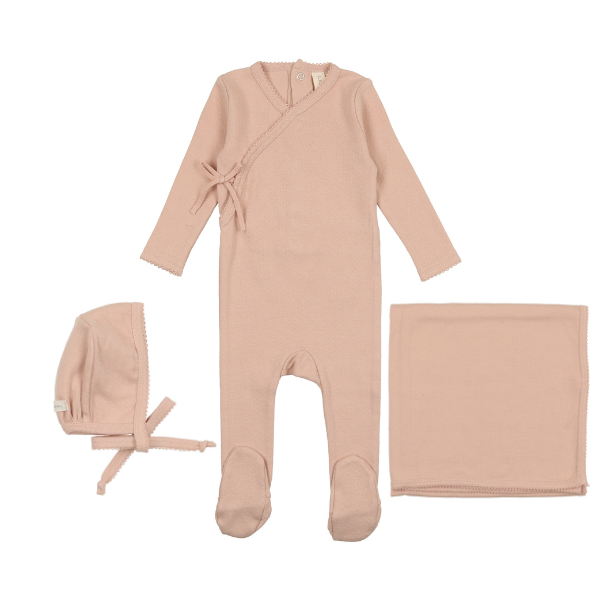 Lilette Pinpoint Wrapover Layette Set