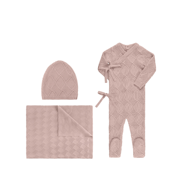 Pippin Winter Argyle Knit Layette Set