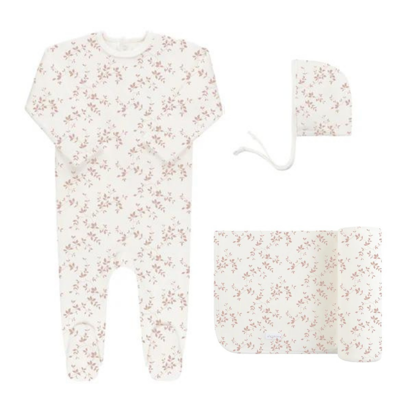 Ely's & Co. Velour Vine Pattern Layette Set