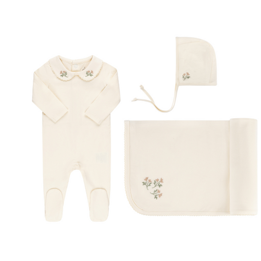 Ely's & Co. Jersey Cotton Embroidered Collar Layette Set