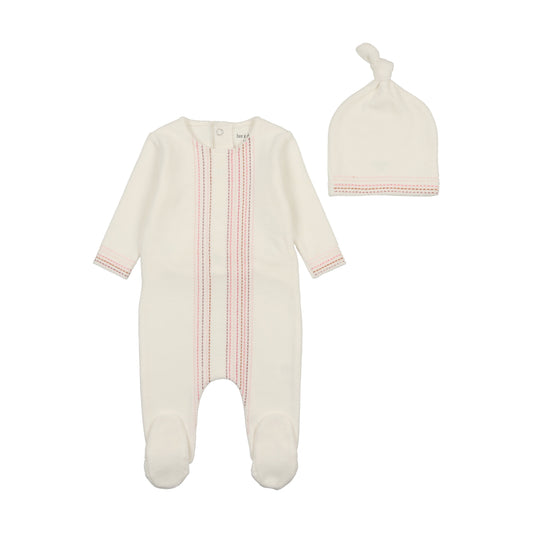 Bee and Dee Velour with Colored   Stitching Footie Set