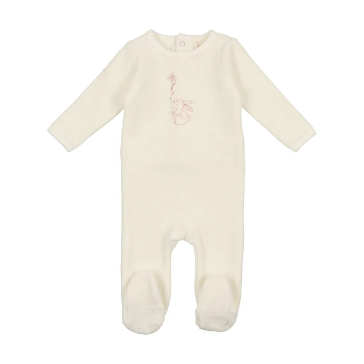 Lilette Velour Bunny Footie and Hat