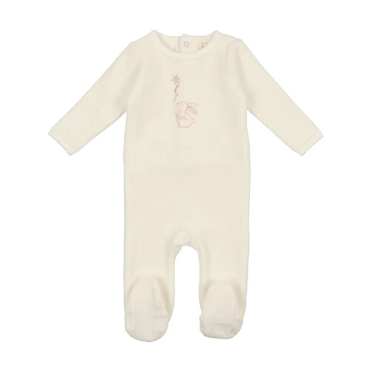 Lilette Velour Bunny Footie and Hat