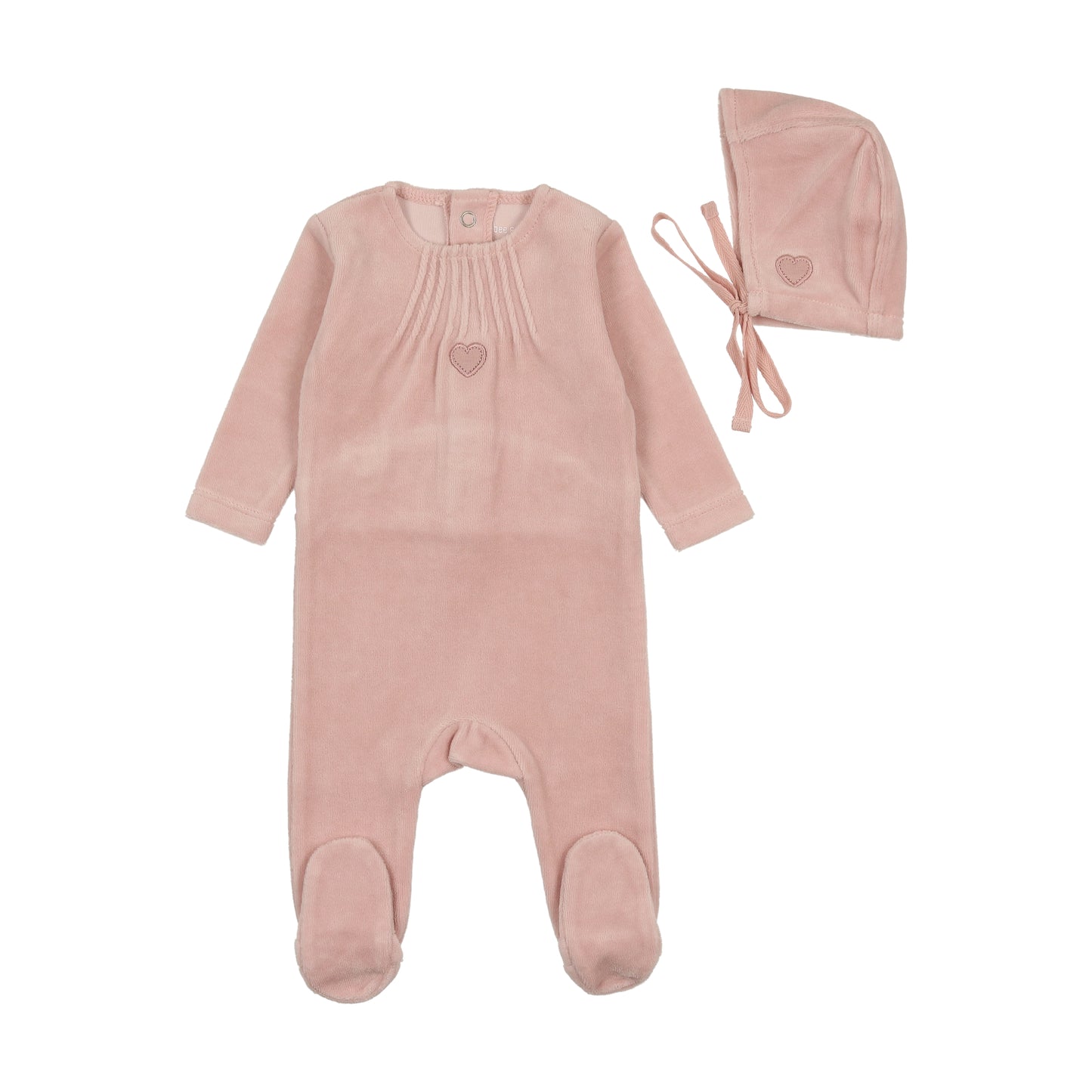 Bee and Dee Velour Pleated Neck Footie Set